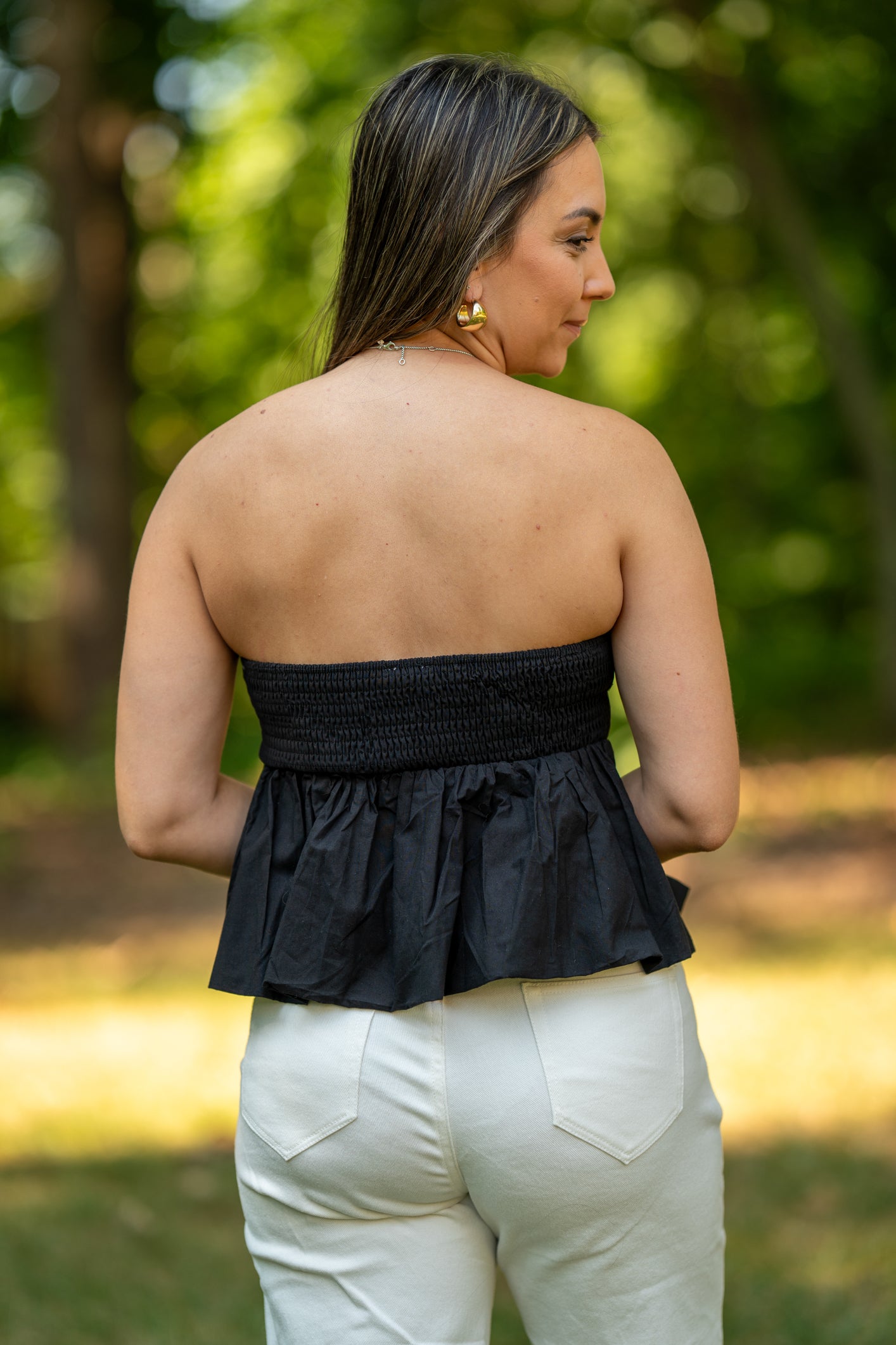Strapless Smocked Bubble Top