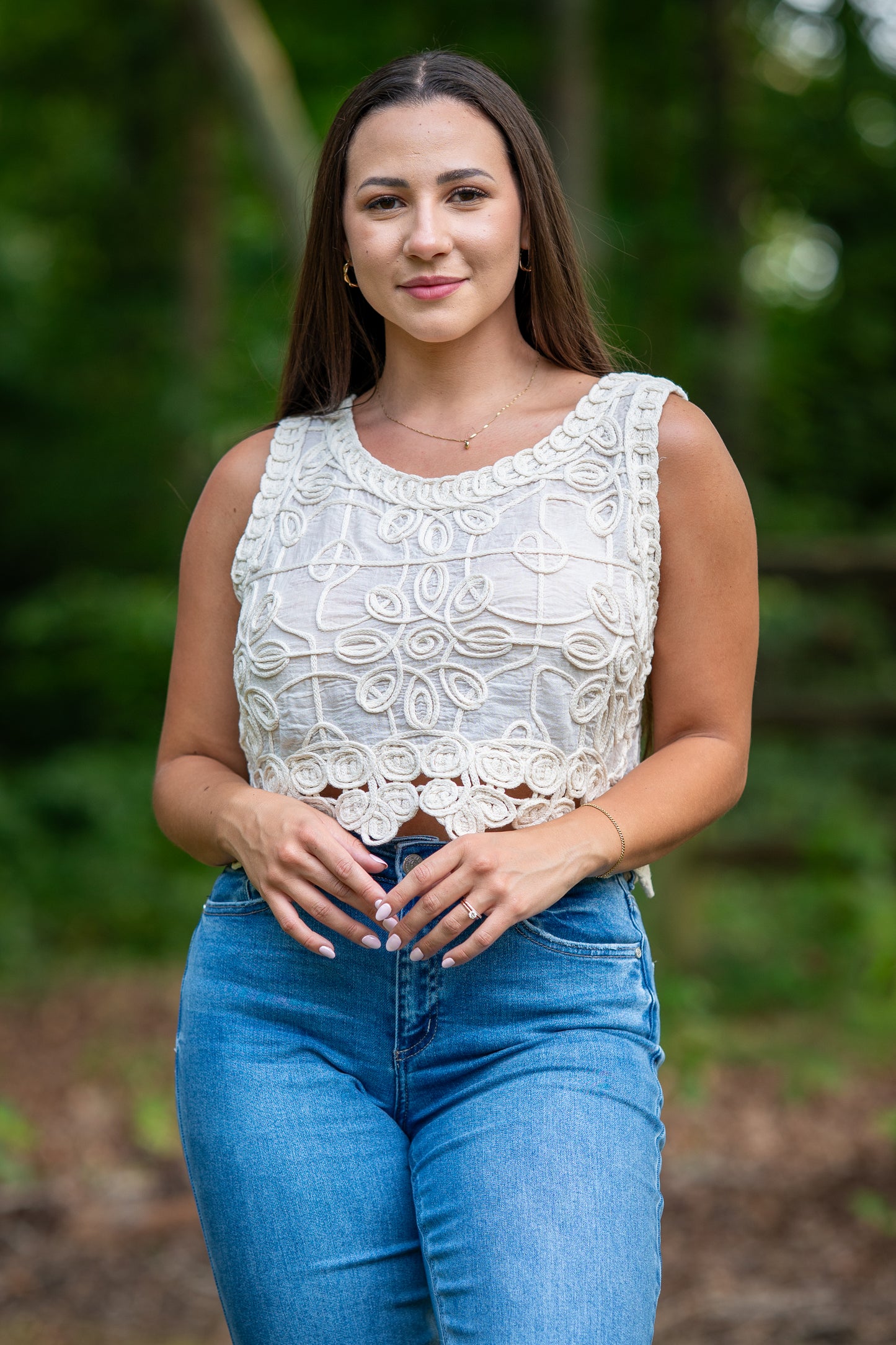 Floral Crochet Embroidered Crop Top