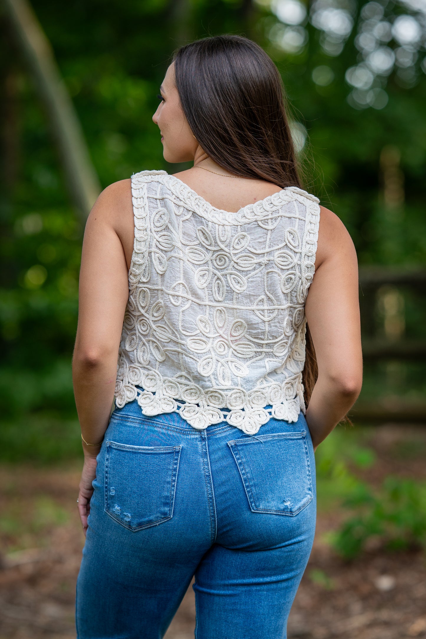 Floral Crochet Embroidered Crop Top