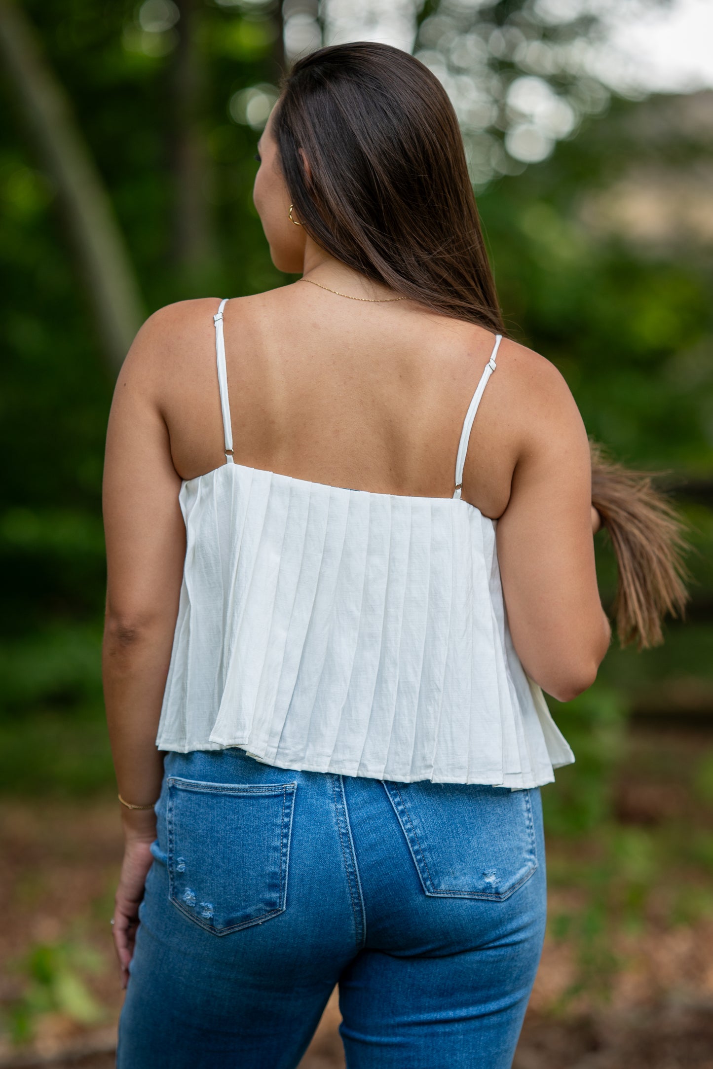 Spaghetti Strap Pleated Detailed Top