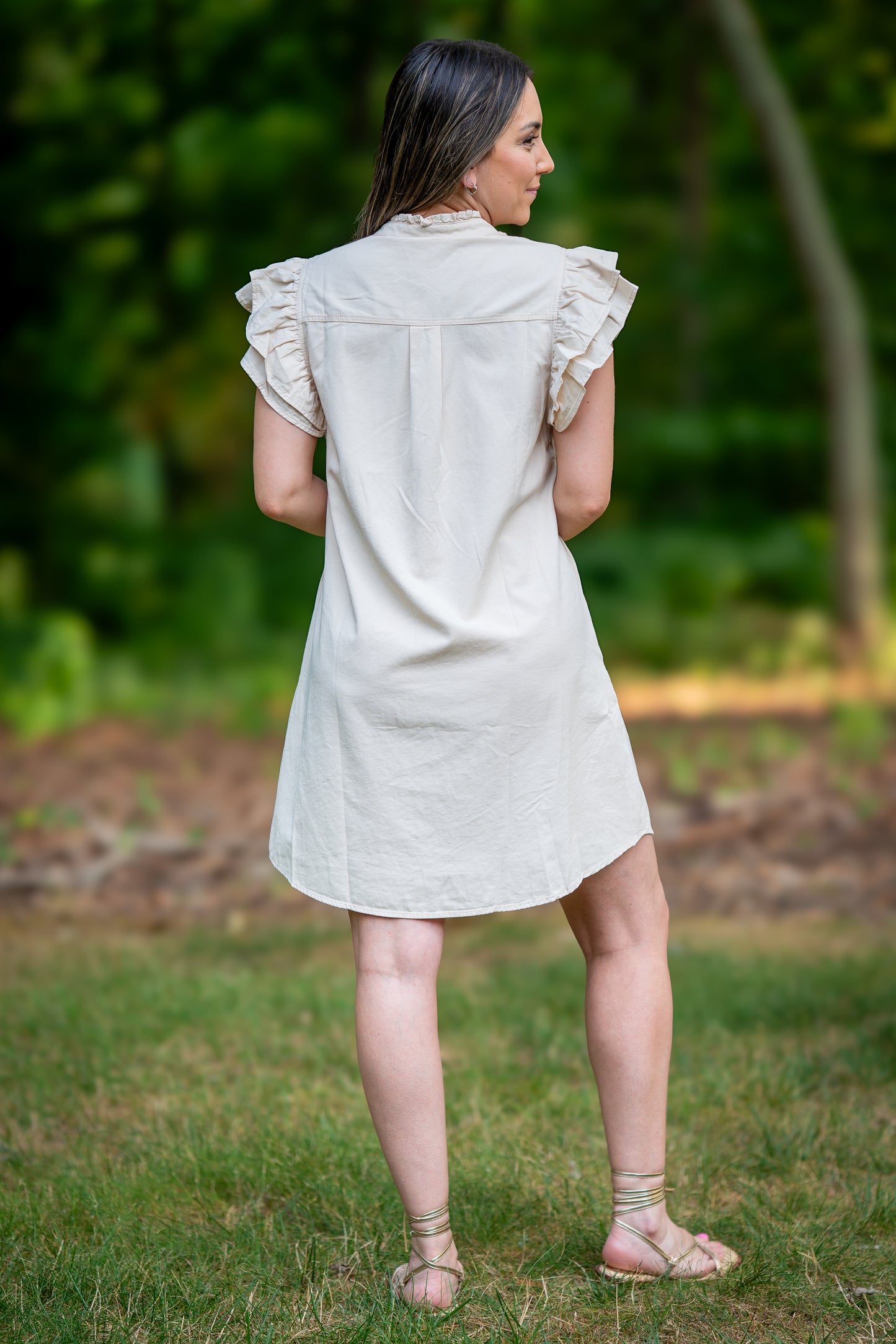 Snow Washed Button Down Mini Dress