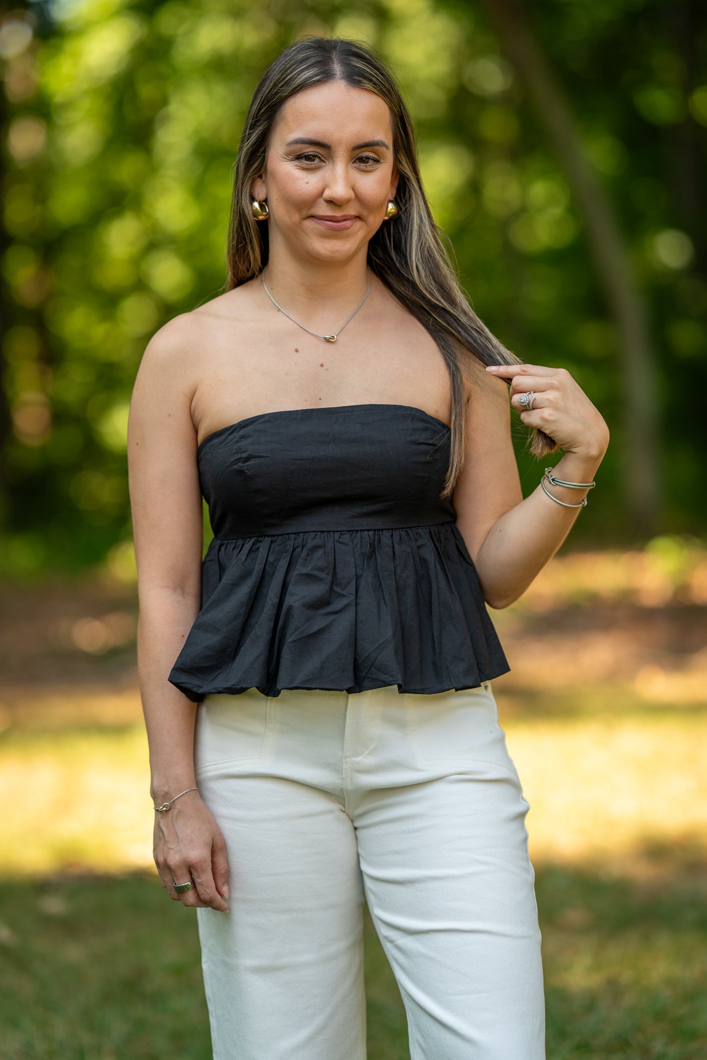 Strapless Smocked Bubble Top