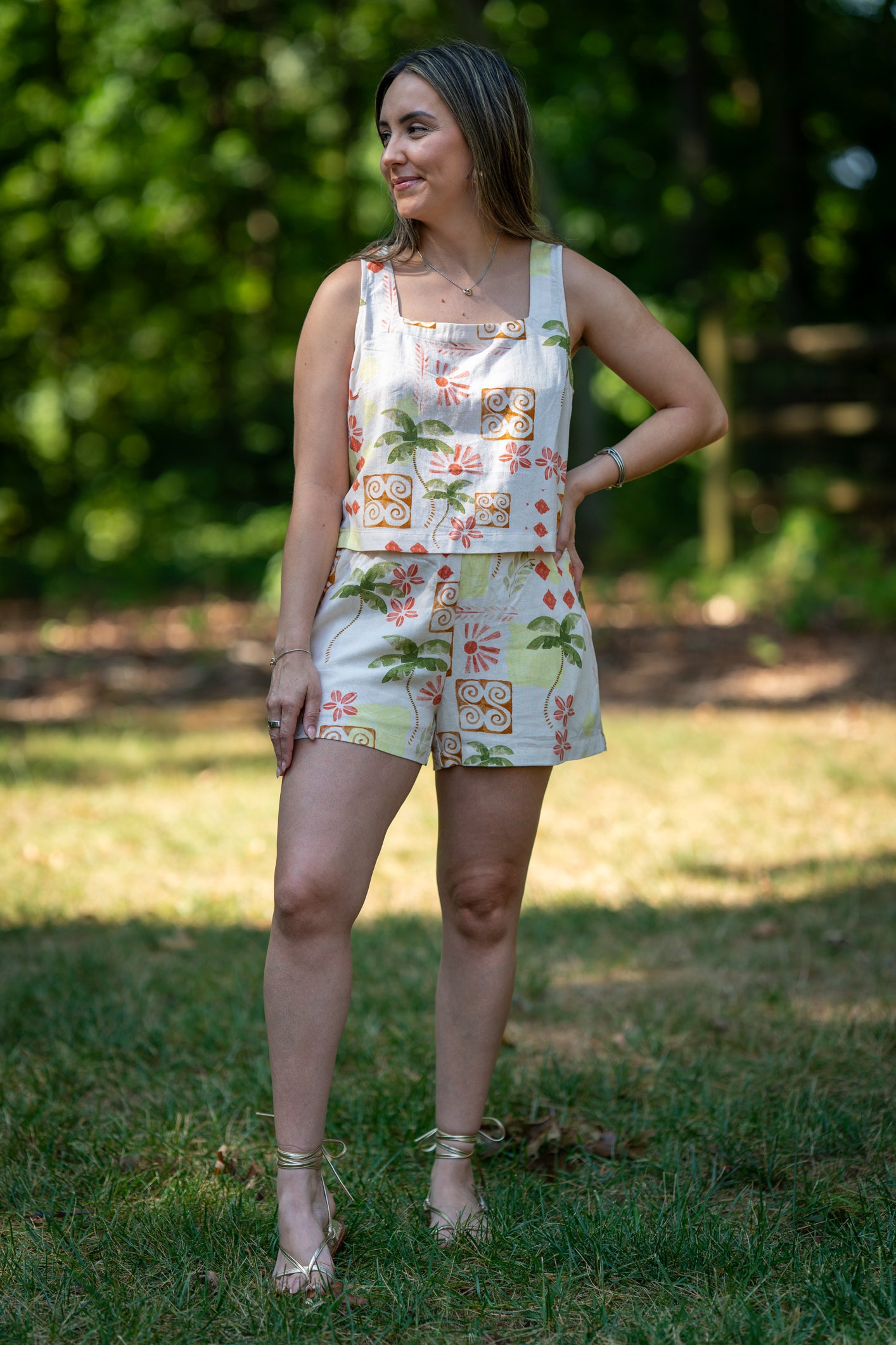 Printed Cropped Top and Short Set