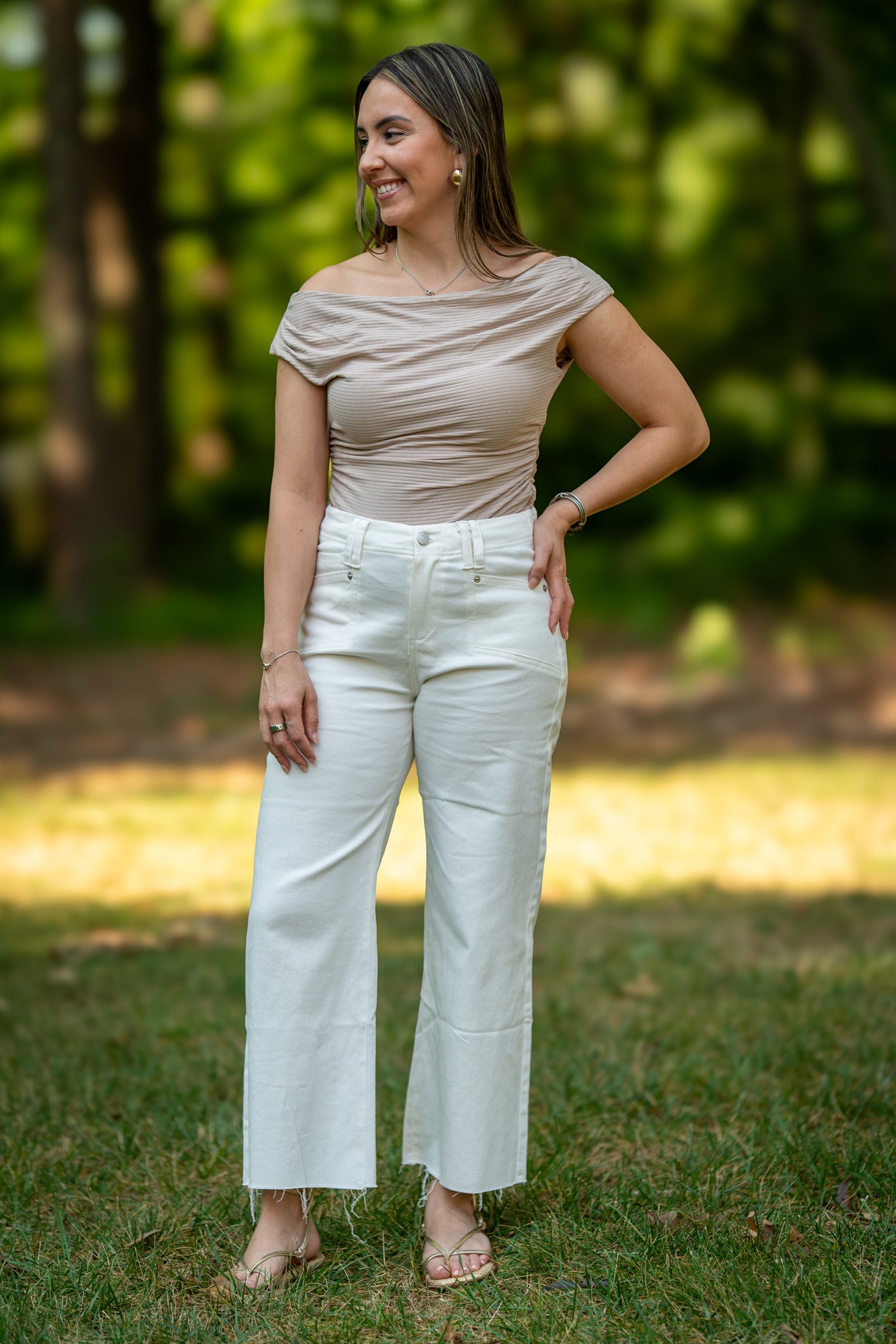 Off Shoulder Rib Knit Top