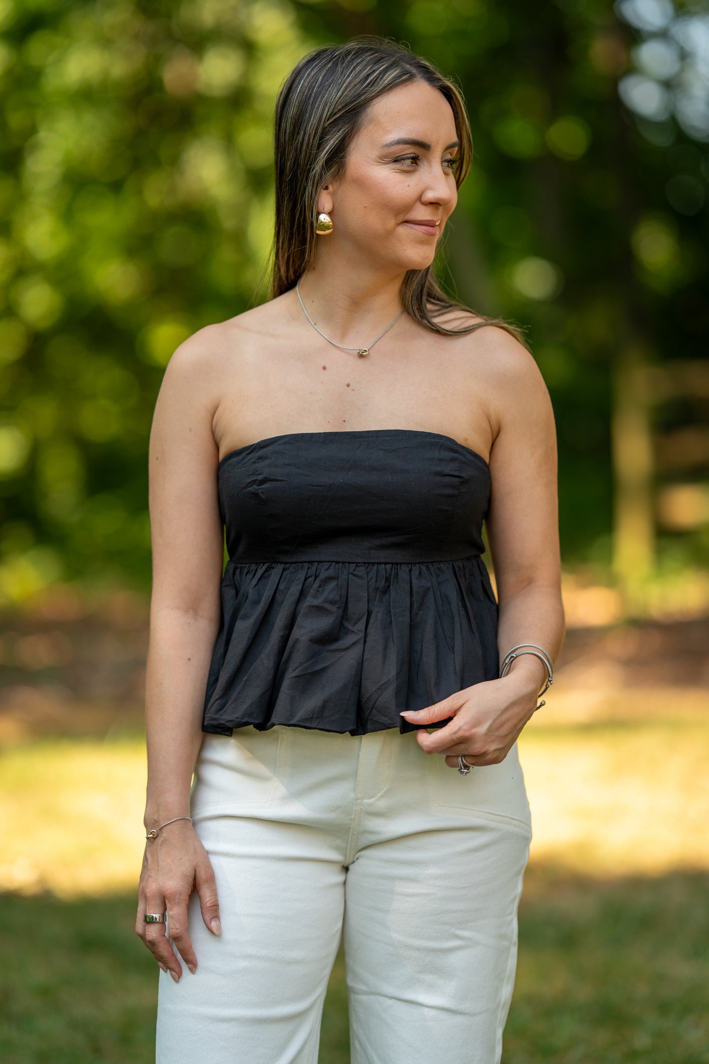 Strapless Smocked Bubble Top