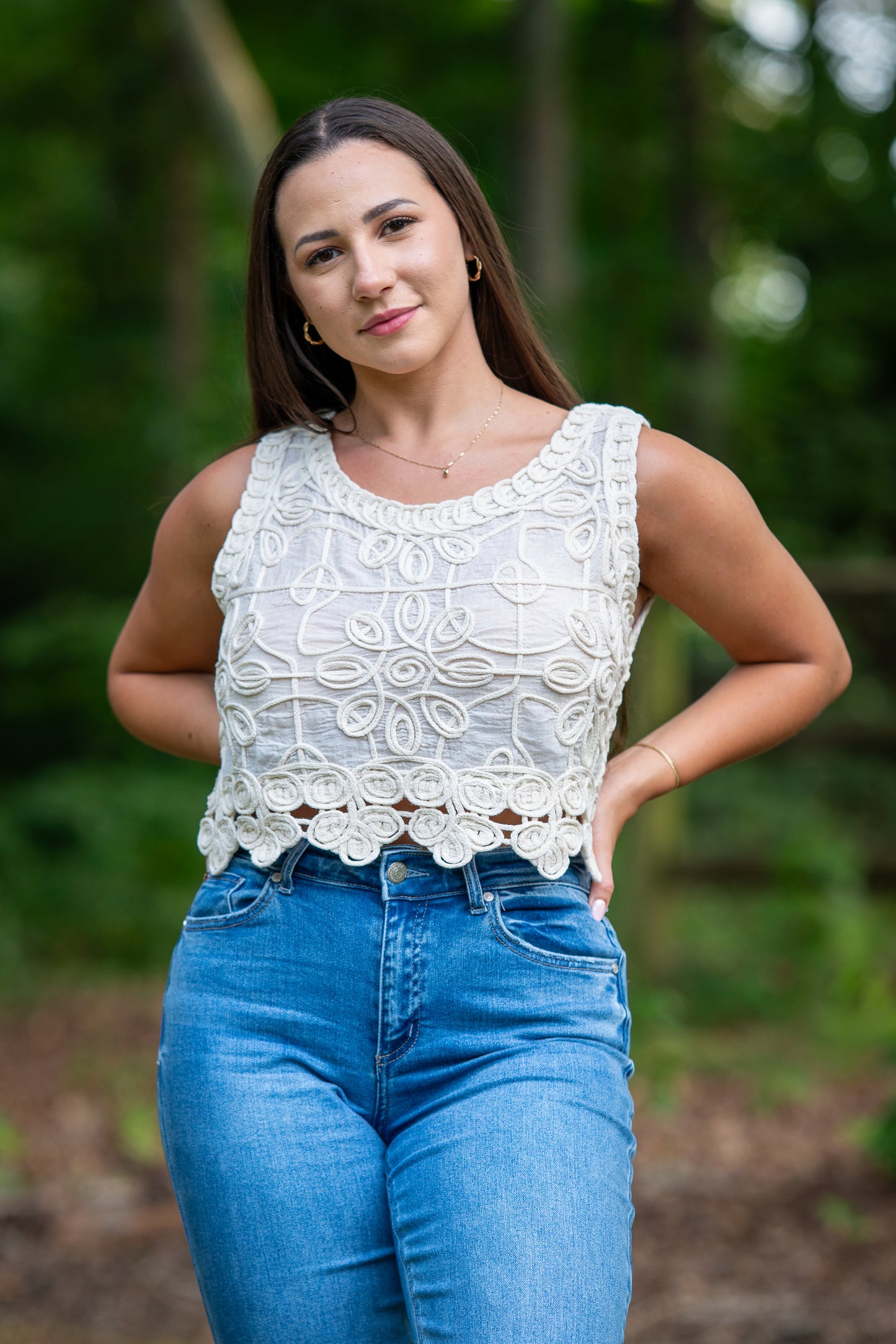 Floral Crochet Embroidered Crop Top