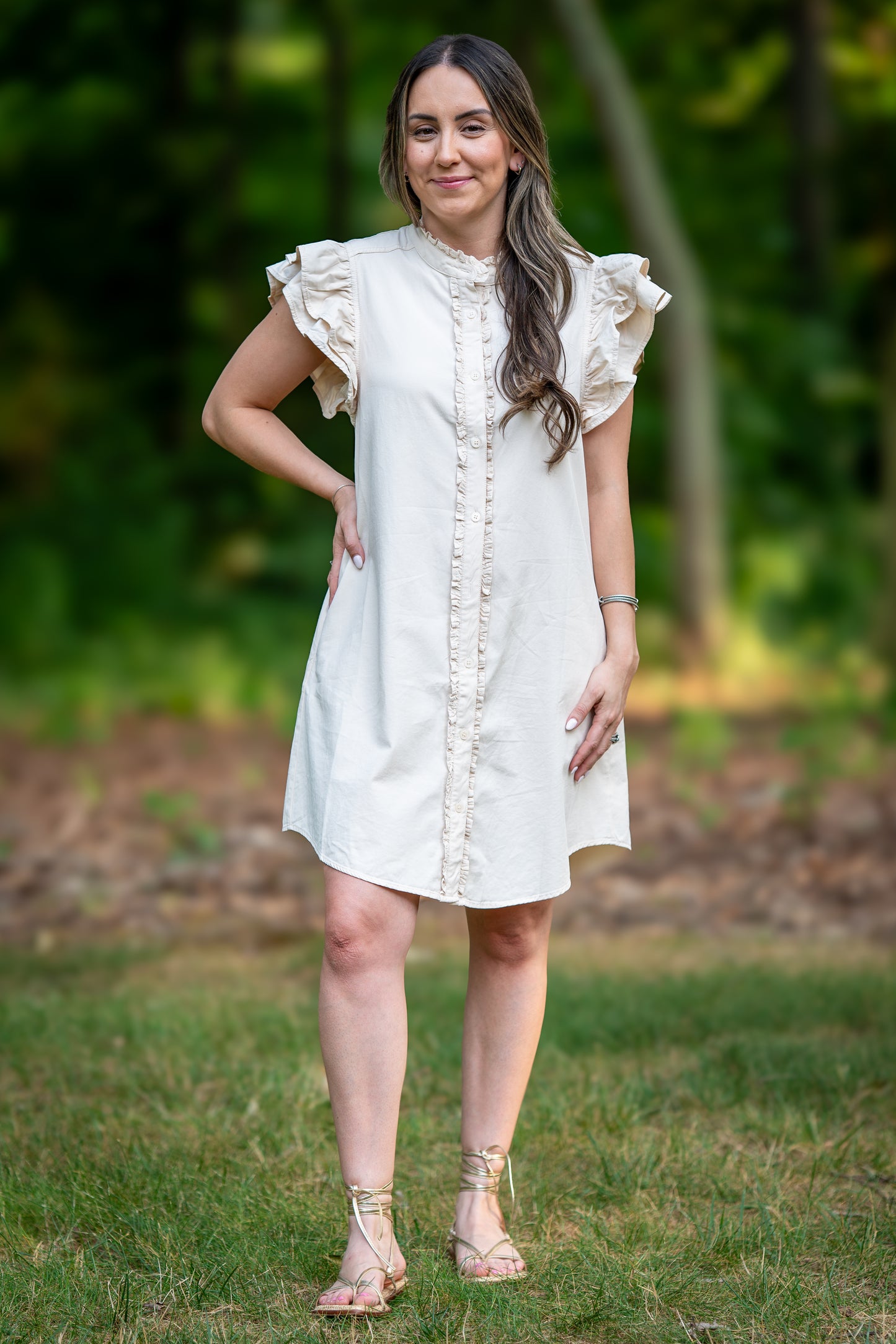 Snow Washed Button Down Mini Dress