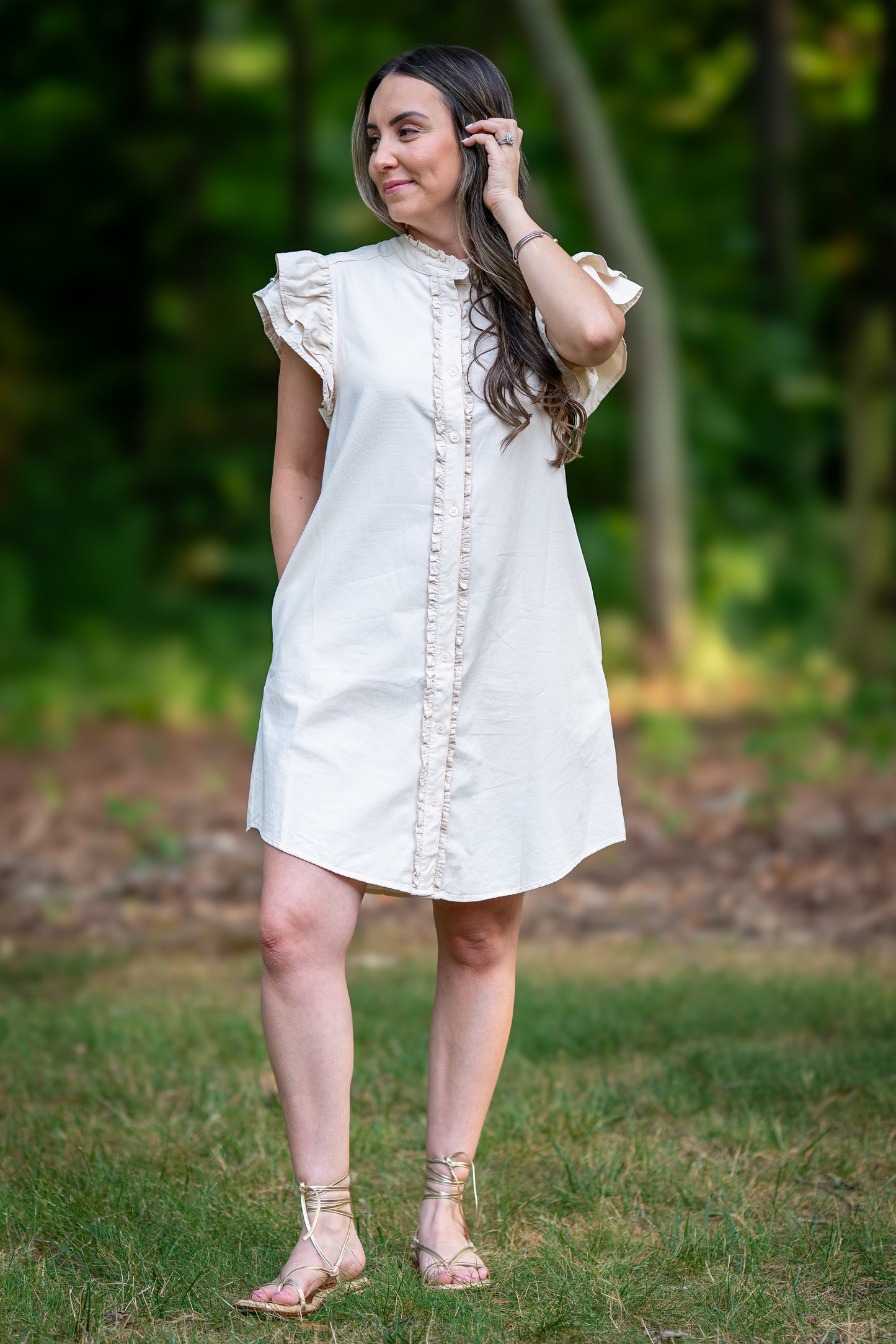 Snow Washed Button Down Mini Dress