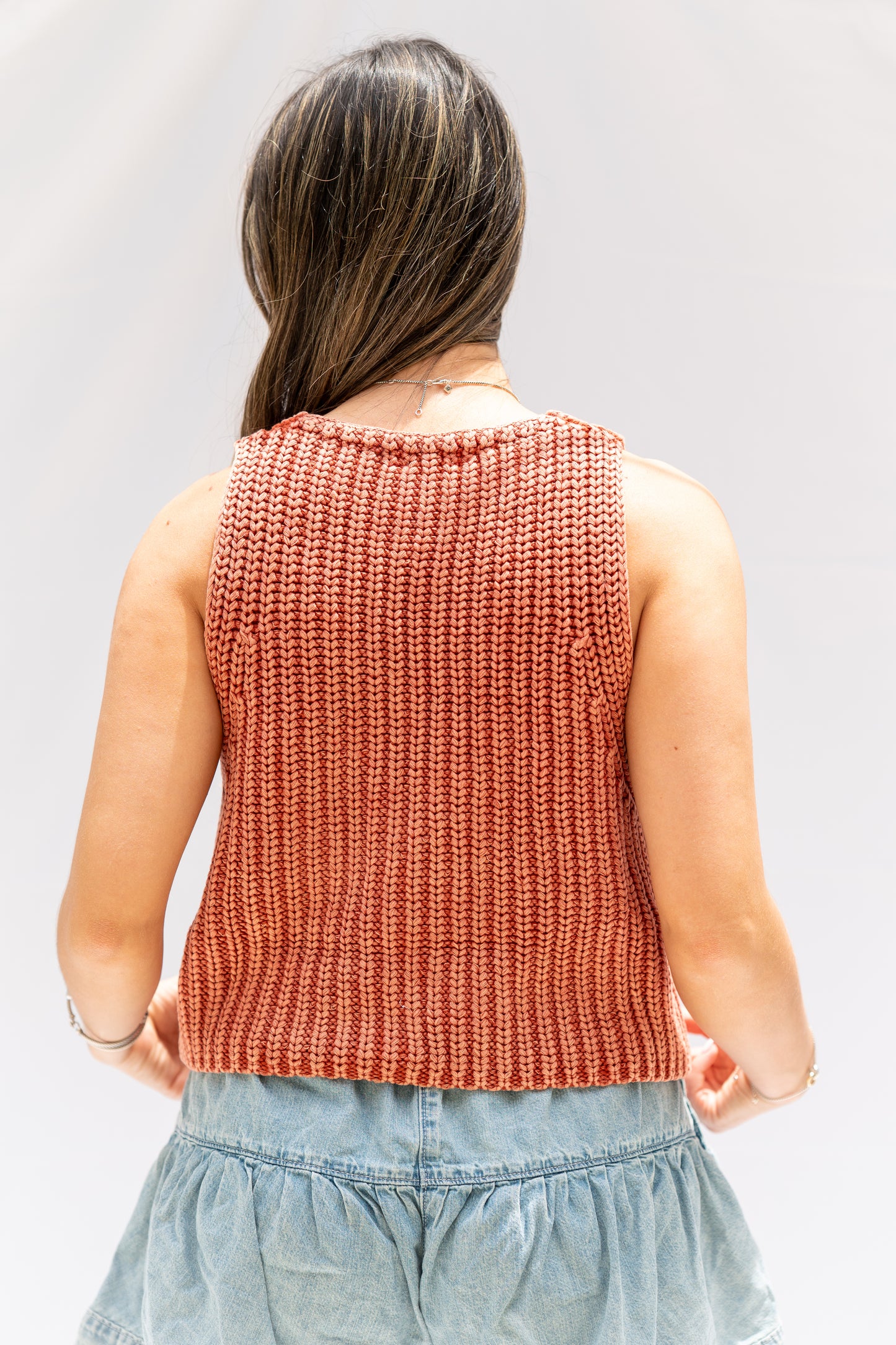 Button Down Sleeveless Sweater Top